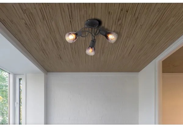 Globo 54312-3D - Felületre szerelhető csillár SATELLA 3xE14/25W/230V fekete