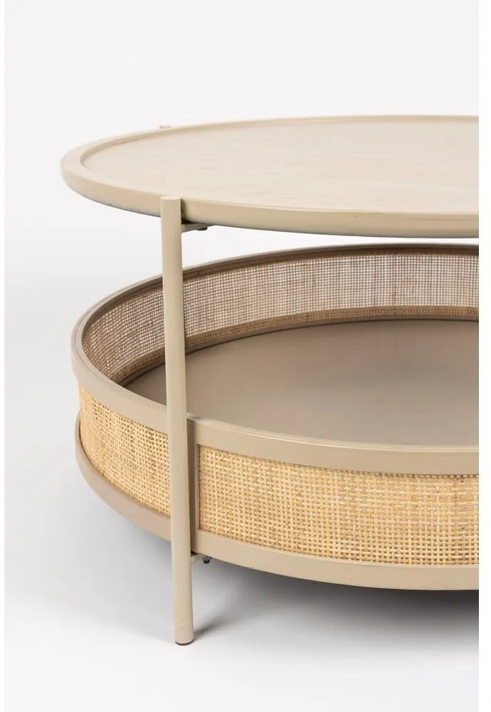 Bézs-natúr színű kerek dohányzóasztal ø 80 cm Makoto – White Label