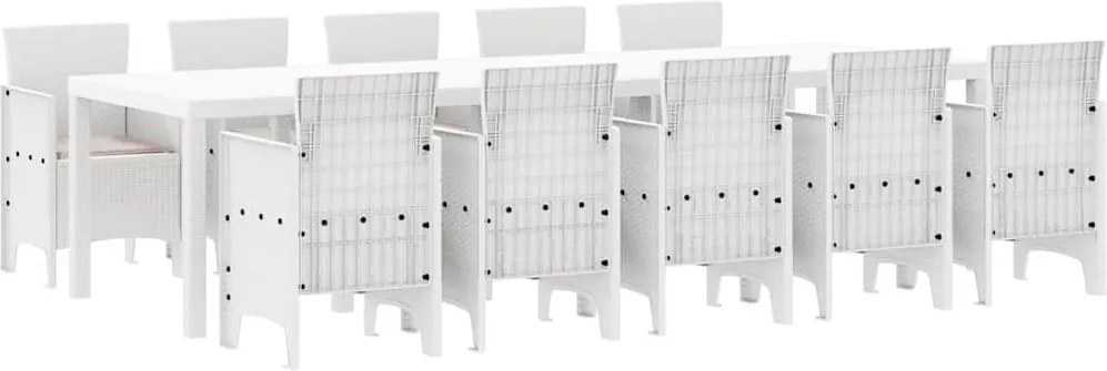 vidaXL Kert étkező szett 11 pcs Fehér és taupe Szintetikus rattan