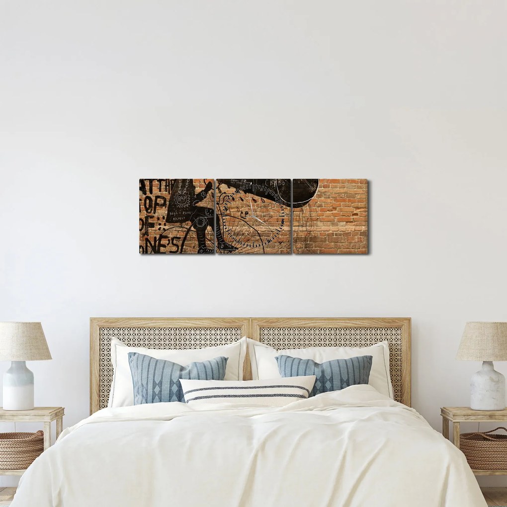 Kép - Férfi kerékpáron Banksy stílusában (órával) (90x30 cm)