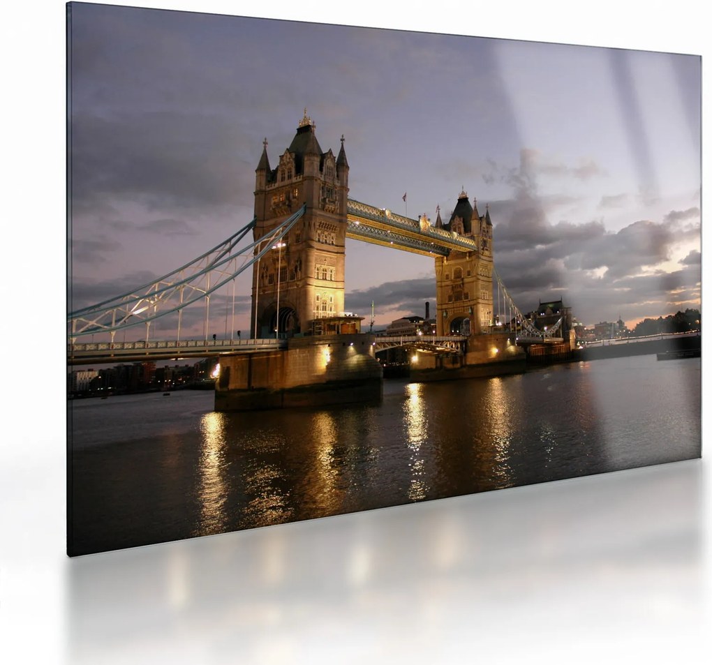 Üveg kép - Tower Bridge éjszaka (70x50 cm)