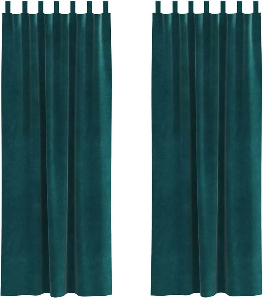vidaXL Sötétítő függönyök 2 pcs Sötétzöld 140 x 225 cm Bársony