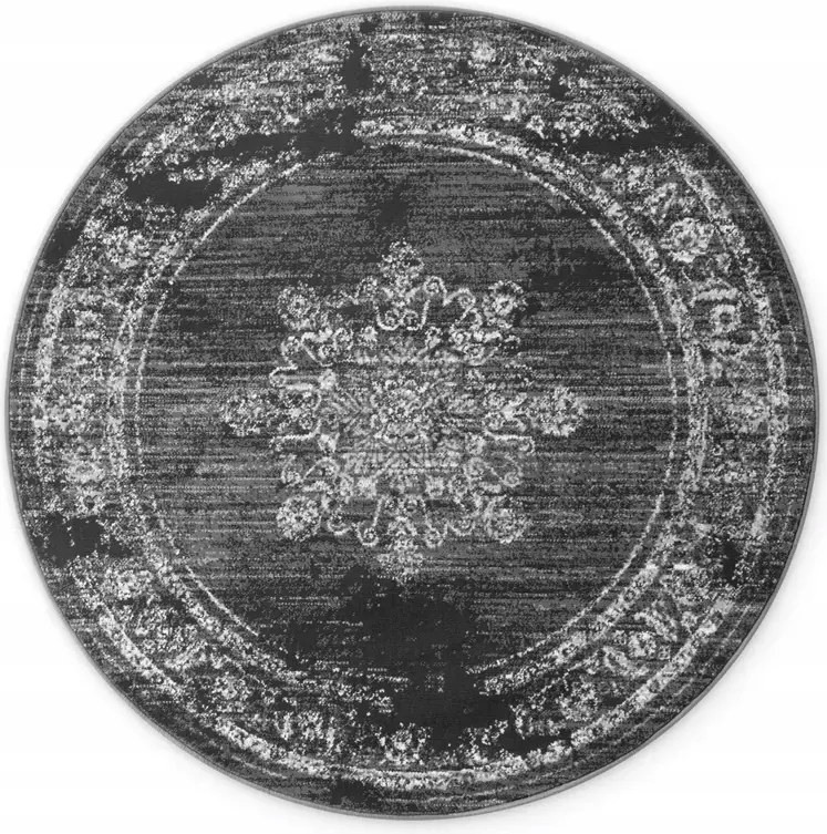 Kerek szőnyeg nappaliba 120cm hagyományos mintás,grafit krémszínű