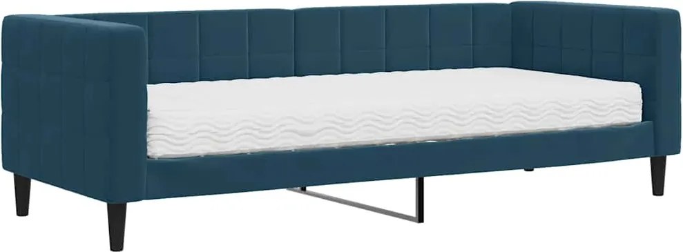 vidaXL kék bársony heverő matraccal 80 x 200 cm