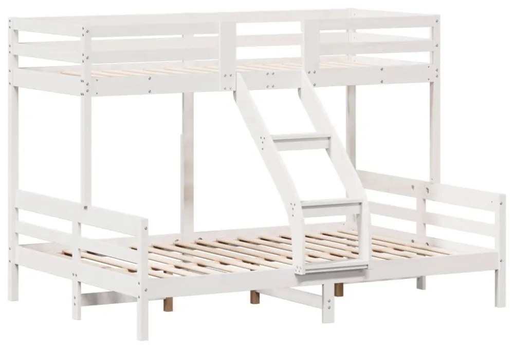 fehér tömör fenyőfa emeletes ágy 80 x 200/140 x 200 cm