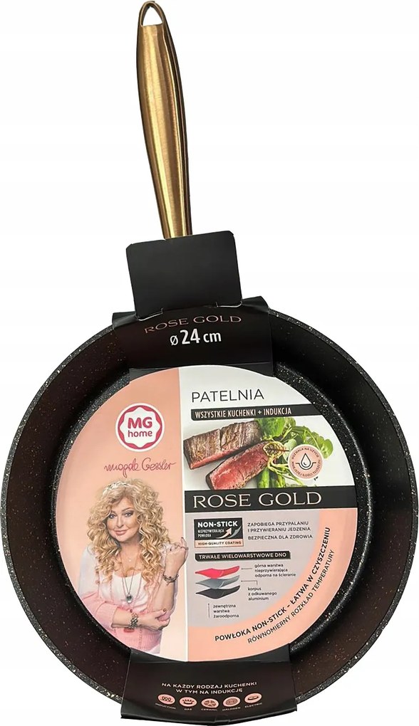 Hagyományos serpenyő Mg home Rose Gold 24 cm non-stick (tapadásmentes)