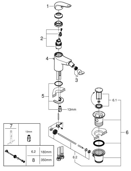 GROHE 24332001 - SWIFT bidé csaptelep 146 mm fényes króm