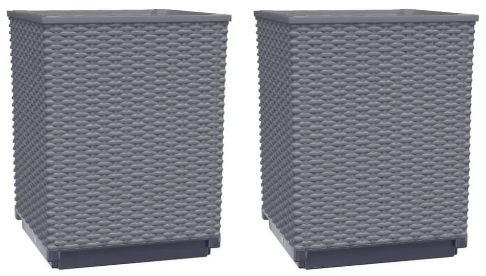 2 db kékszürke polipropilén növénytartó 30 x 30 x 37 cm