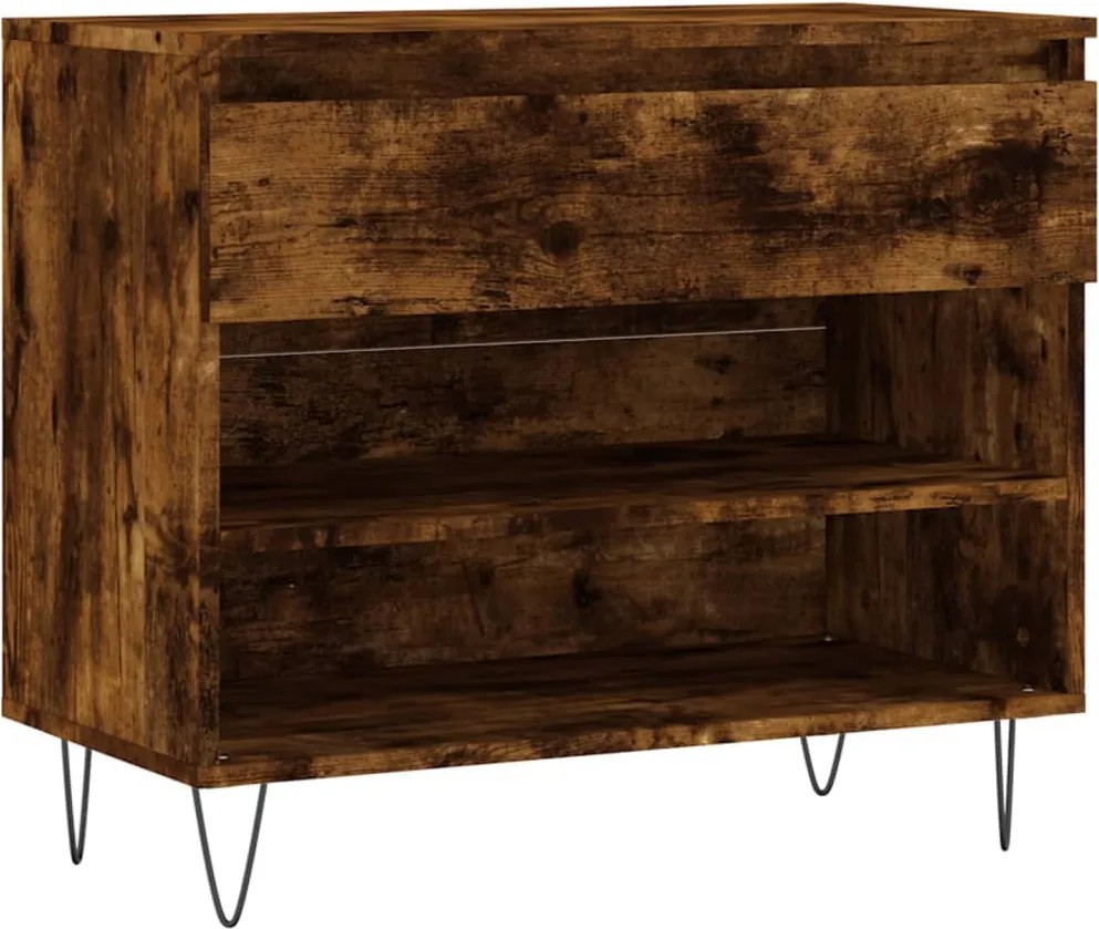 vidaXL füstös tölgy színű szerelt fa cipősszekrény 70 x 36 x 60 cm