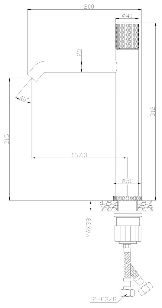 Invena Moonlight, magas mosdócsap h-312, fekete-rózsa arany, INV-BU-77-W14-V