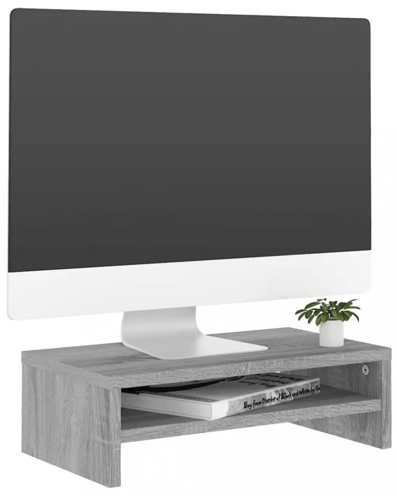 szürke sonoma színű szerelt fa monitorállvány 42x24x13 cm