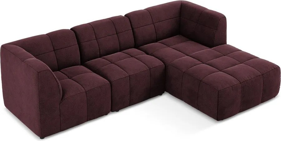 Borvörös bársony sarokkanapé (jobb oldali-heverő résszel) Aloha – Makamii
