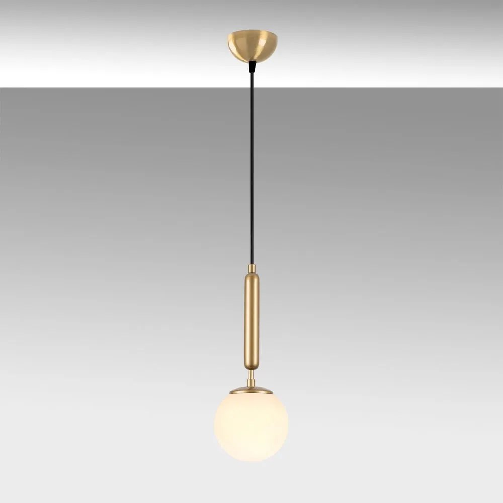 Fehér-sárgaréz színű függőlámpa üveg búrával ø 15 cm King – Opviq lights