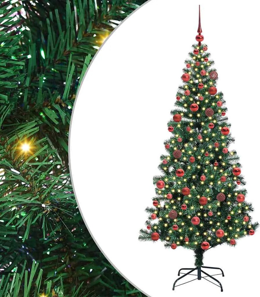 vidaXL Mesterséges, előre világított karácsonyi fa Zöld 180 cm