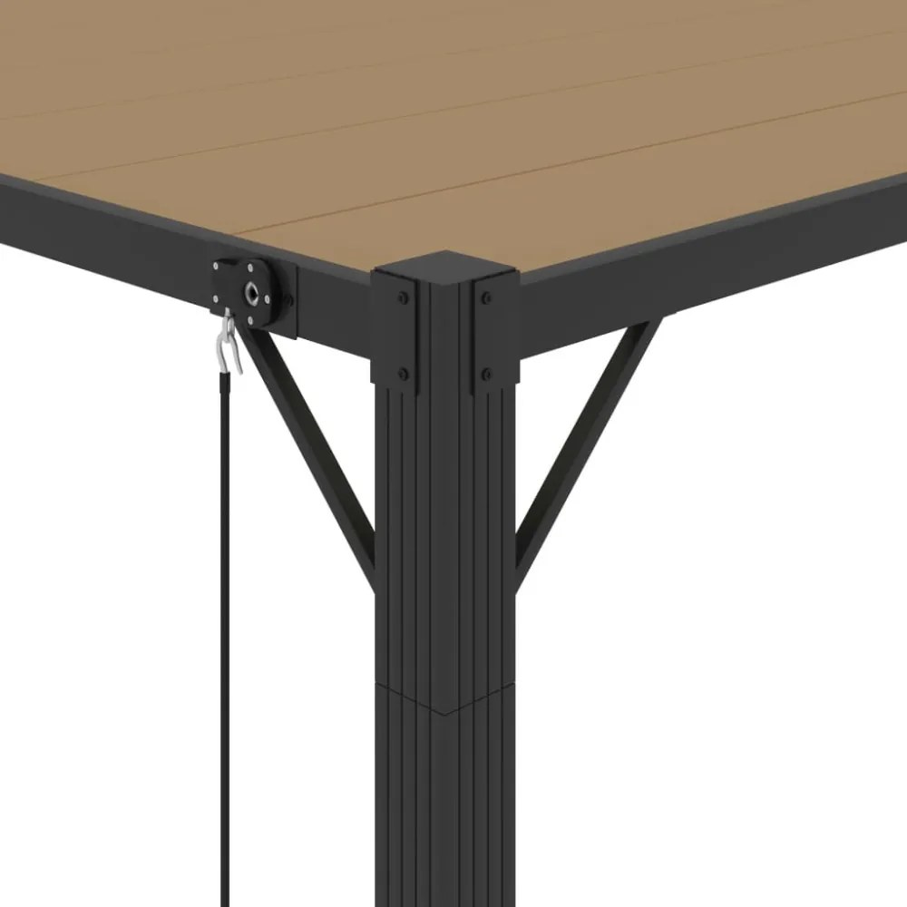 tópszínű szövet és alumínium pavilon lamellás tetővel 3 x 3 m