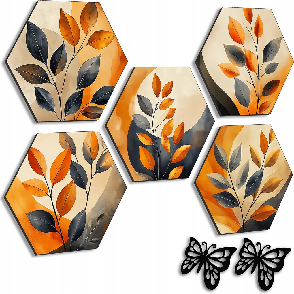 Áttört Kép Színes Képek Nappaliba Falra Növények Levelek Boho