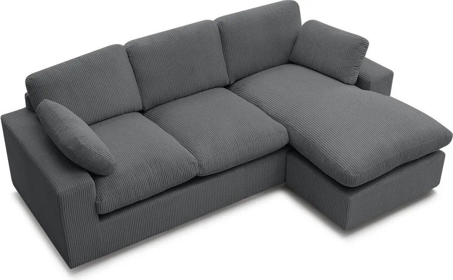 Sötétszürke kordbársony sarokkanapé Belair – Bobochic Paris