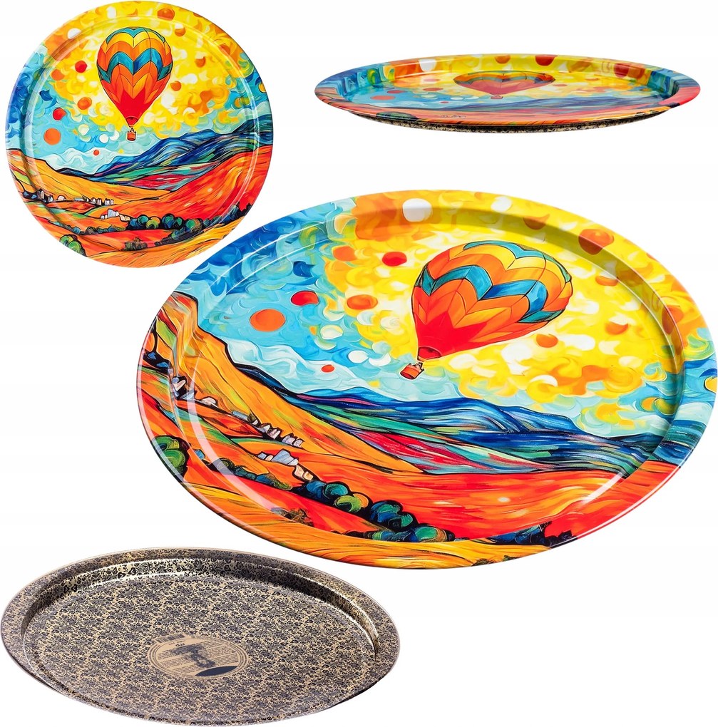 Dekorációs Tálca Tálaló Tálca Fém Kerek Nagy Lufi 32,5 cm