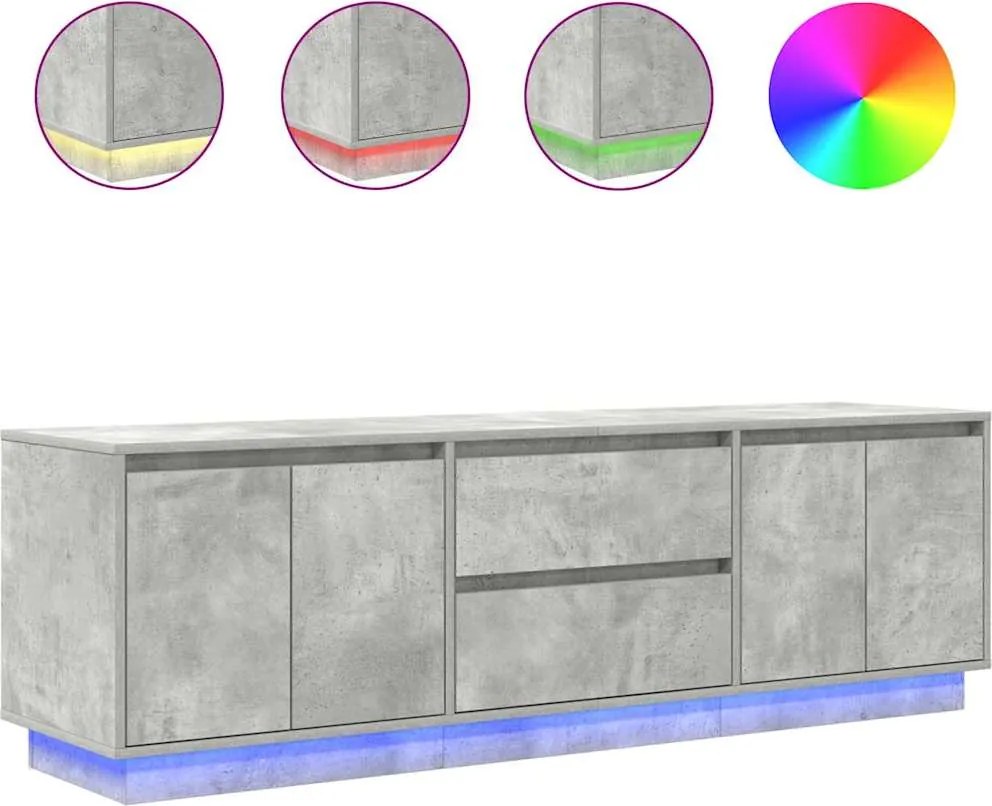 vidaXL betonszürke TV-szekrény LED lámpákkal 160,5x41x50 cm