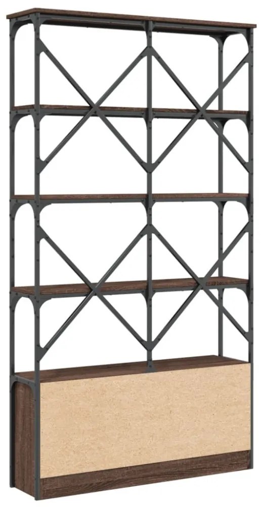 barna tölgyszínű szerelt fa és fém könyvszekrény 100x26x180 cm