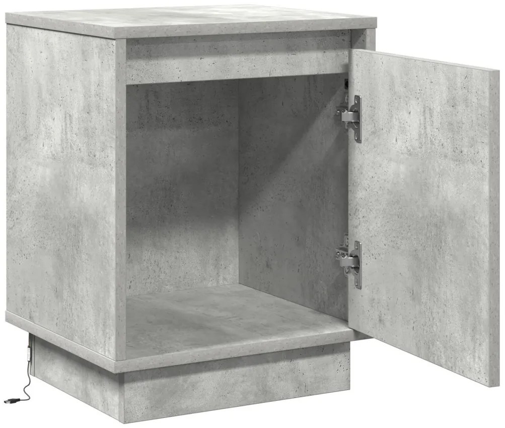 LED világítással ellátott éjjeli szekrények 2 db Beton Szürke 39x34,5x50 cm