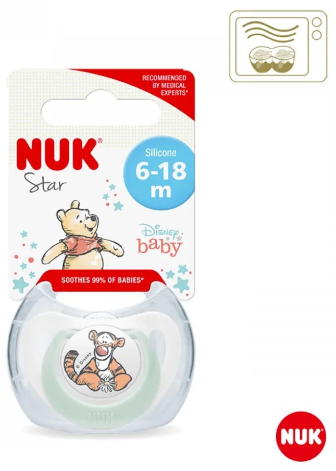 Baba cumi Star NUK Disney Mickey 6-18h fehér zöld, vel. 6-18 h