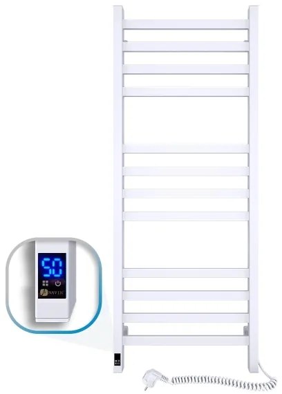 Fürdőszobai létrás törölközőszárító radiátor termosztáttal AVANGARD 459W/230V 120,6cm IP44 fehér jobb oldali