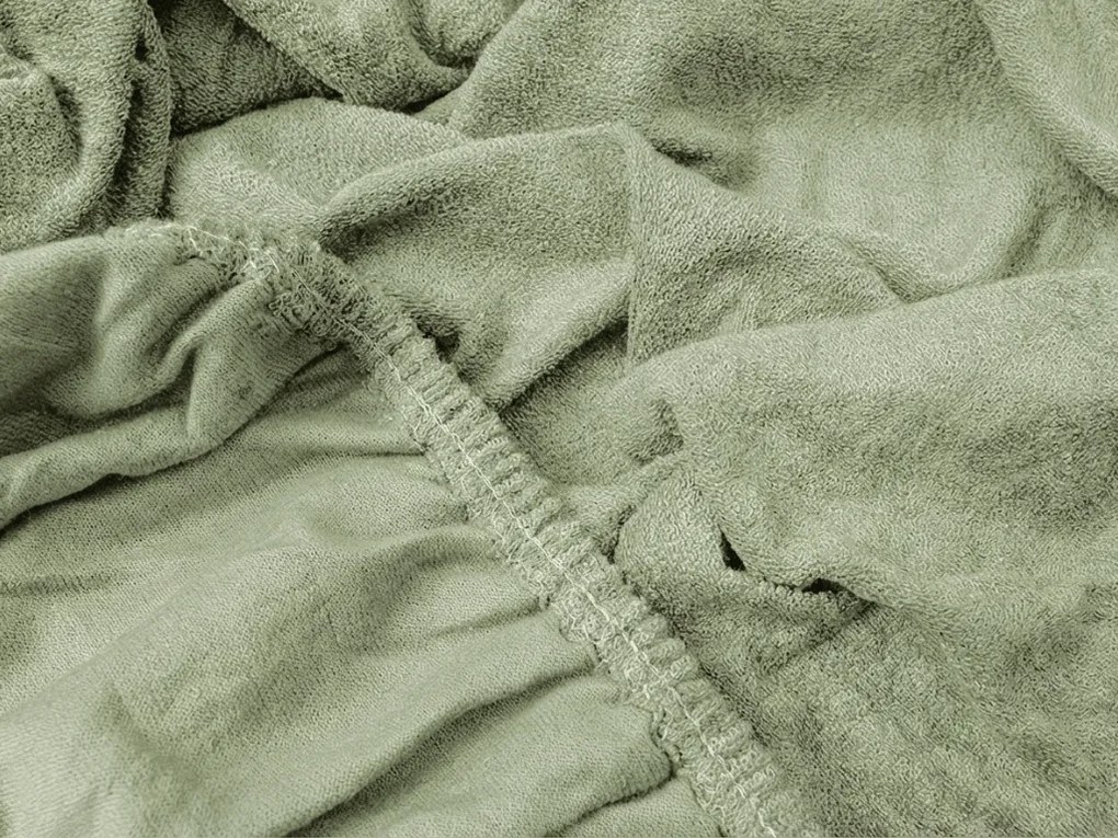 Frottír gumis lepedő EXCLUSIVE világos olívazöld 90 x 200 cm