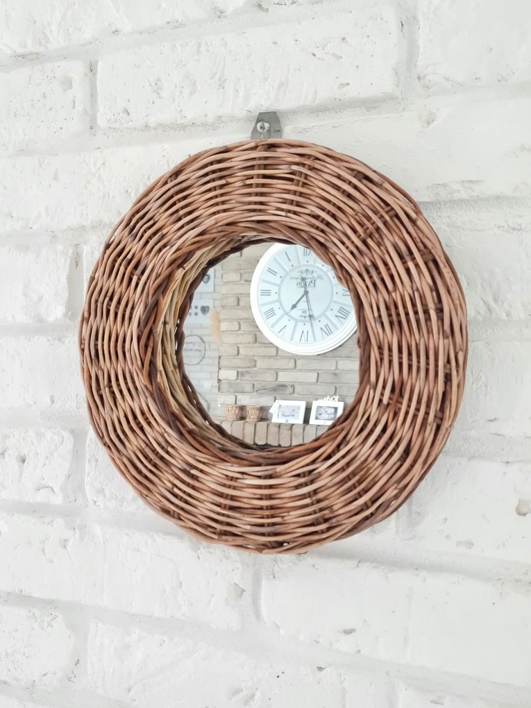 Rattan keretes tükör Hampton Kerek Rattan