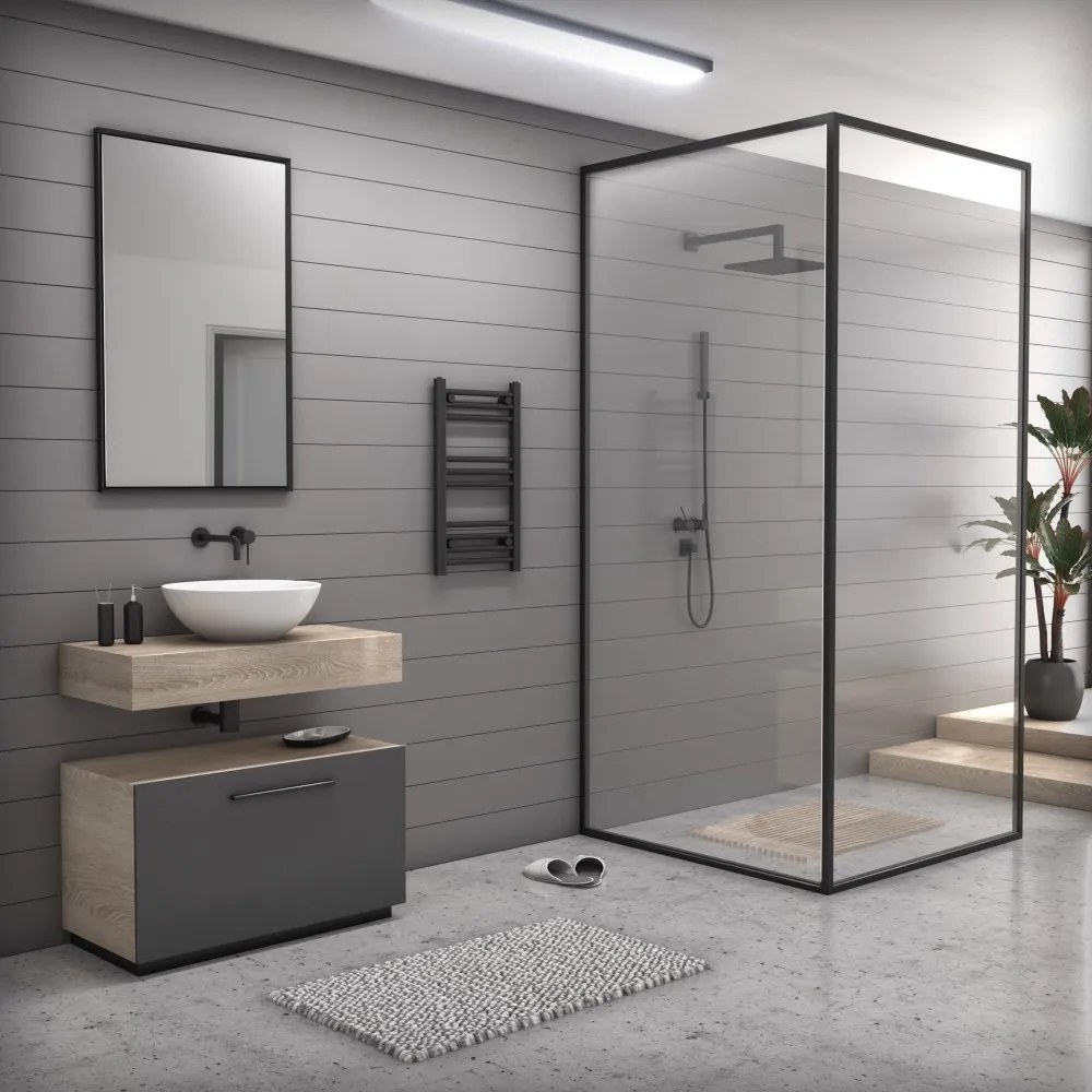 Fekete 400x700mm törölközőszárítós fürdőszobai radiátor Welland Lux | Készletről | Gyors kiszállítással