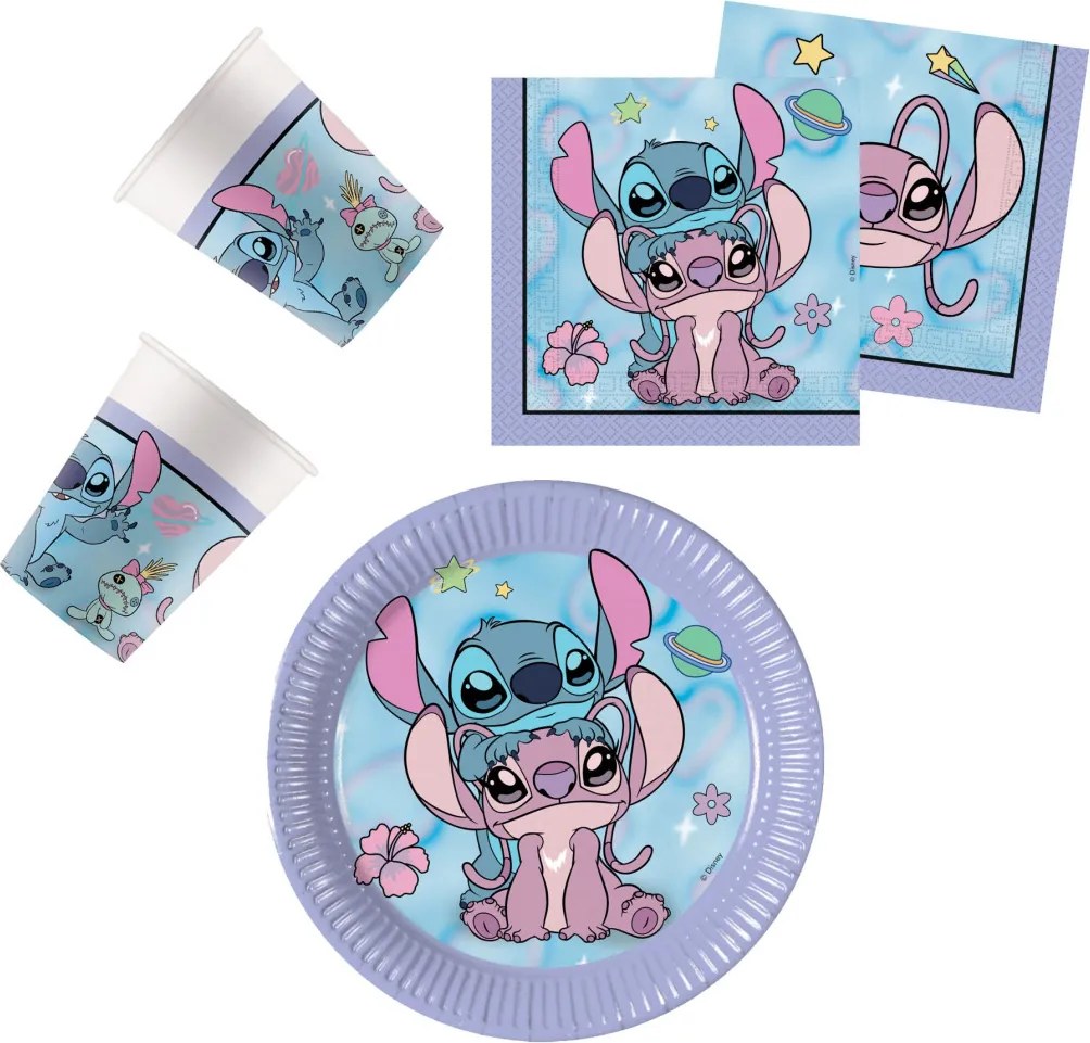 Disney Lilo és Stitch, A csillagkutya Angel Cute party szett 20 cm-es tányérral 36 db-os