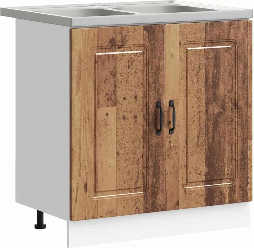 vidaXL Konyhaszekrény ajtóval Kalmar Öreg fa 80 x 46 x 81,5 cm Faanyag