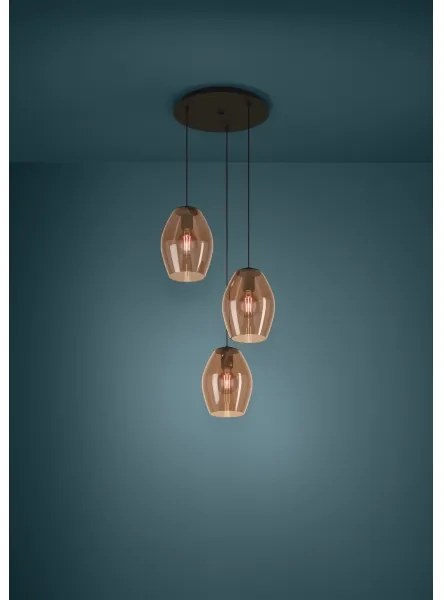 Eglo 390161 - Csillár zsinóron ESTANYS 3xE27/40W/230V barna