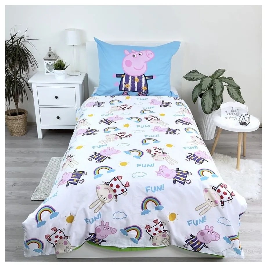 Egyszemélyes pamut gyerek ágyneműhuzat világító hatással 140x200 cm Peppa Pig – Jerry Fabrics