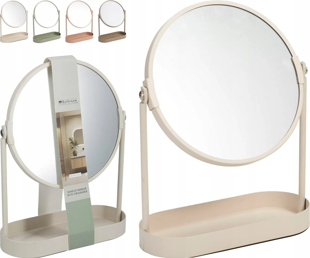 Dekoratív álló tükör kerek fém rendszerezővel 25cm 1db