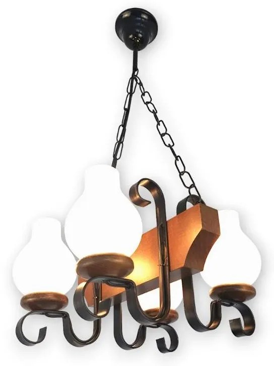 Brilagi - Csillár láncon QUEEN 4xE14/40W/230V bükkfa/dió