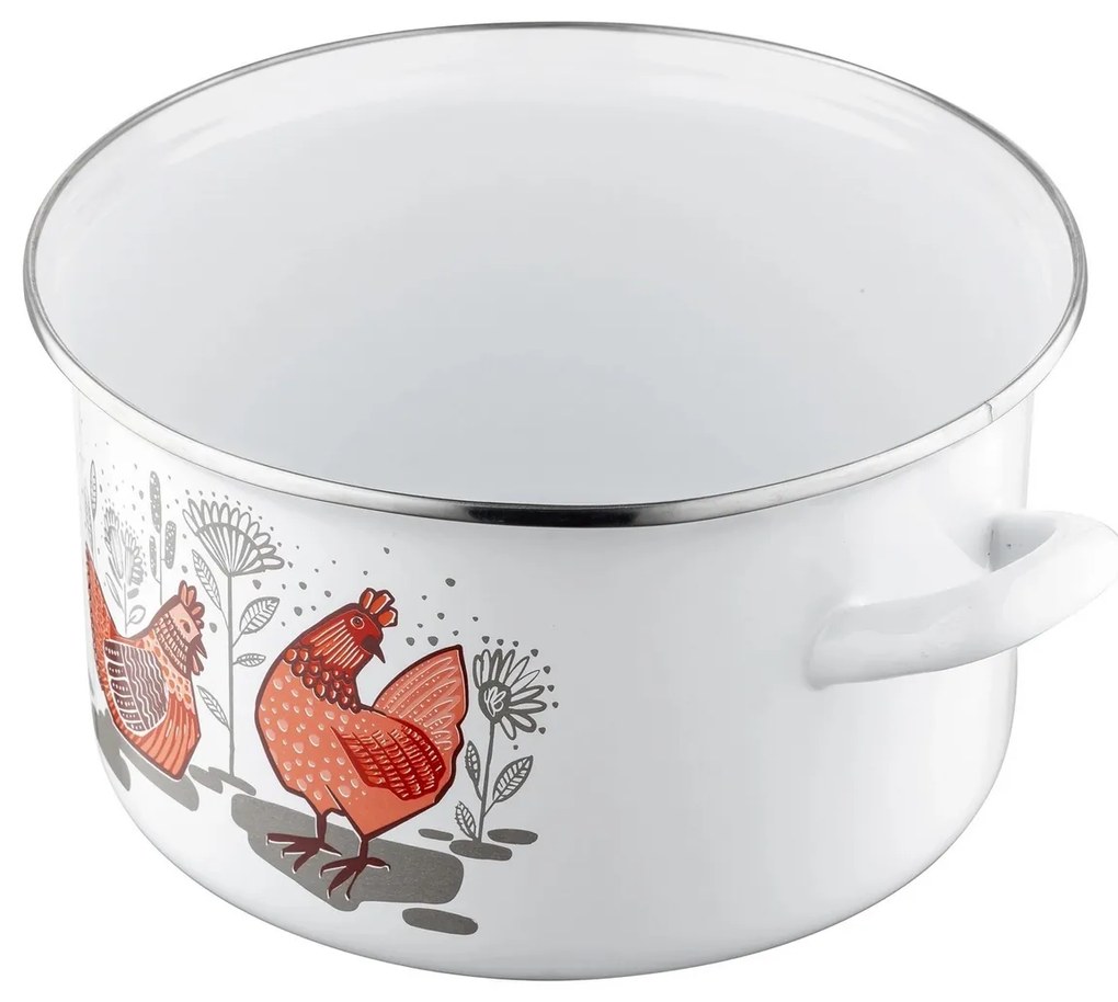 Emalia Pleszew Rubinka zománcozott edény fedővel , 22 cm, 4,7 l, 22 cm átmérőjű