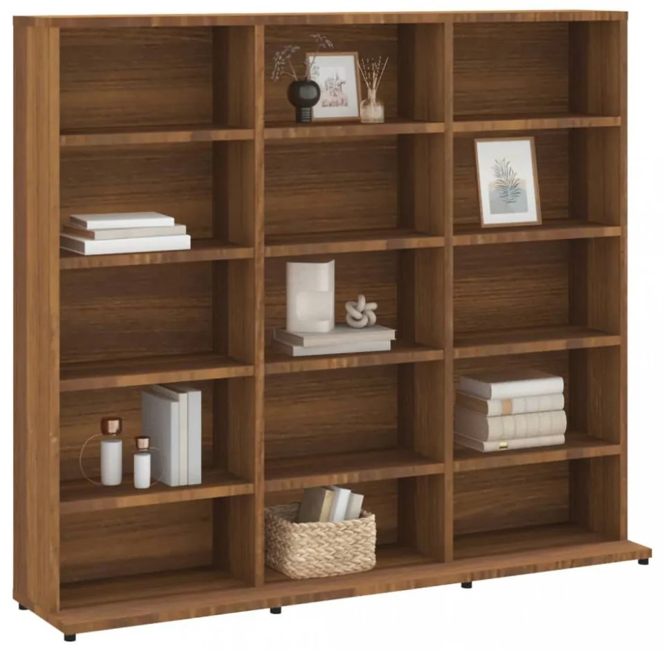 barna tölgyszínű szerelt fa CD-szekrény 100 x 23 x 89,5 cm