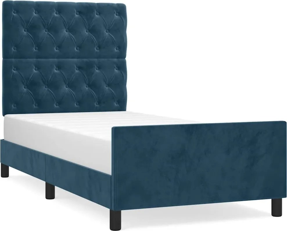 vidaXL sötétkék bársony ágykeret matrac nélkül 80 x 200 cm