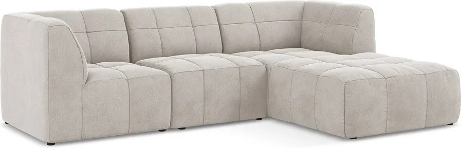 Bézs bársony sarokkanapé (jobb oldali-heverő résszel) Aloha – Makamii