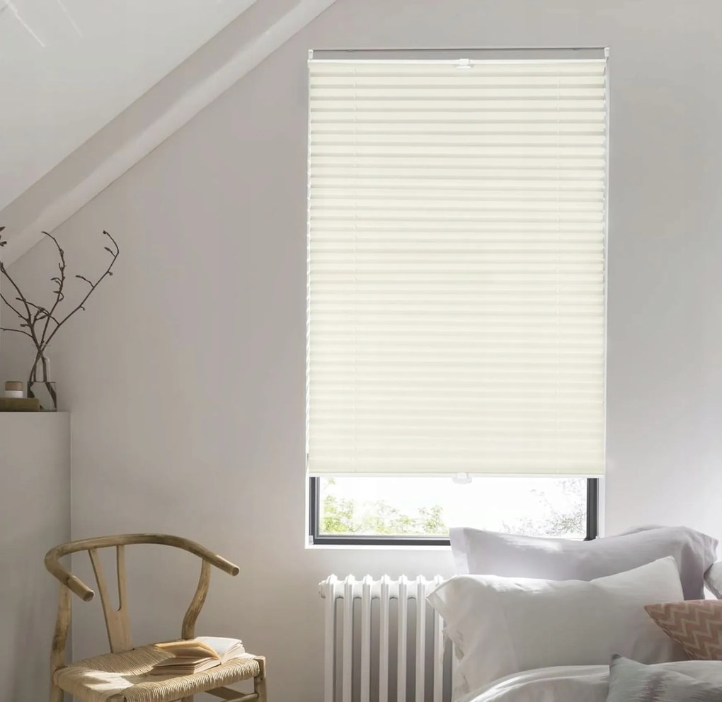 Pliszírozott redőny fehér 100x55 cm csavaros rögzítéssel vagy fúrás nélkül