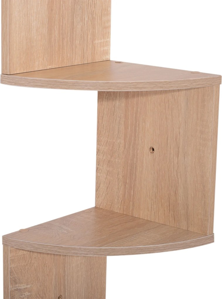 HOMCOM Zigzag Sarokpolc Tároló 20L x 20W x 126H cm 5 Szint Világos Tölgyfa | Aosom