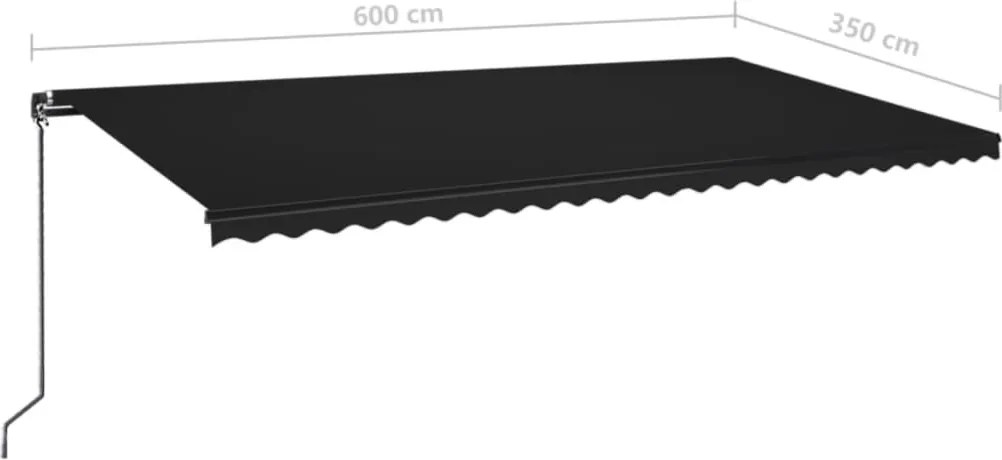 Antracitszürke kézzel kihúzható napellenző 600 x 350 cm