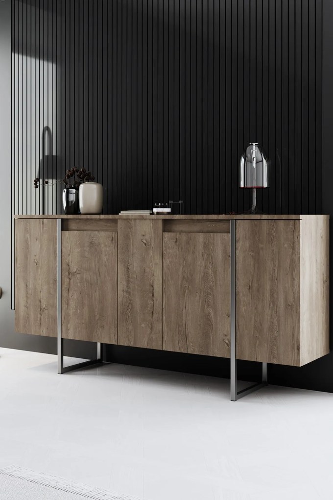 Konzolasztal Luxe - Walnut, Silver