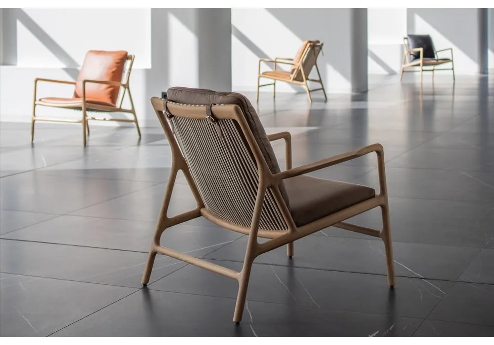 Barna-natúr színű bőr fotel Dedo – Gazzda