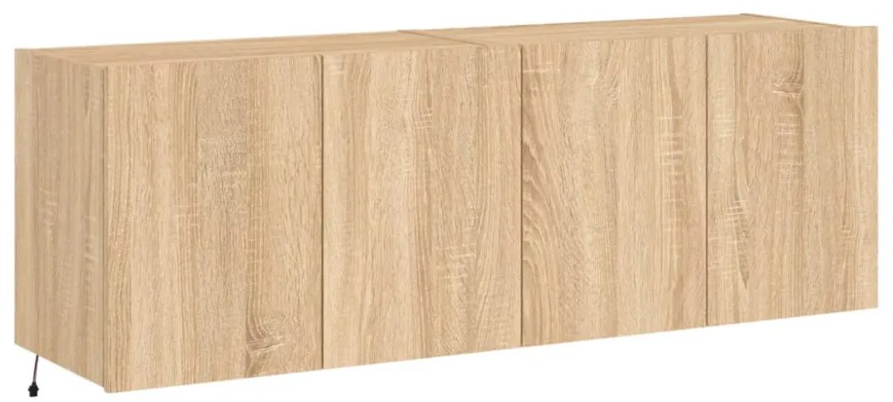 2 db sonoma tölgy színű fali TV-szekrény LED-del 60x35x41 cm