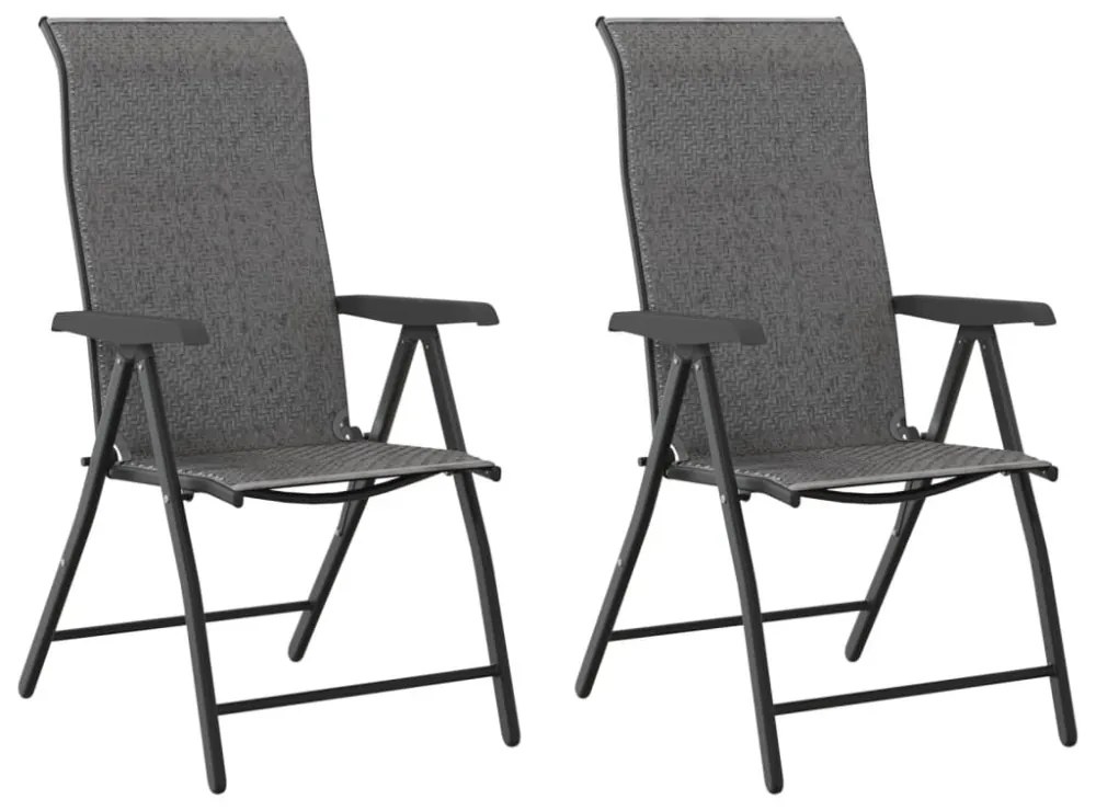 2 db szürke polyrattan összecsukható kerti szék