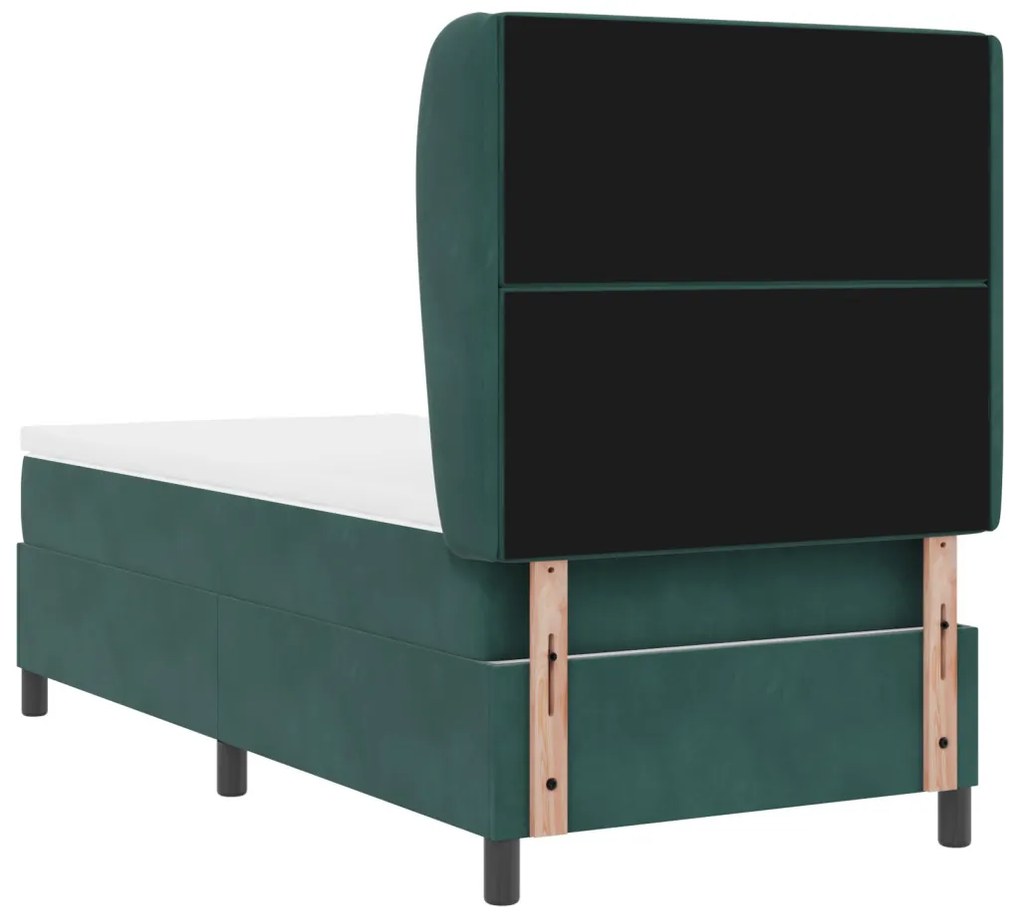 Boxspring Ágy Matraccal Sötét Zöld 90x190 cm Bársony