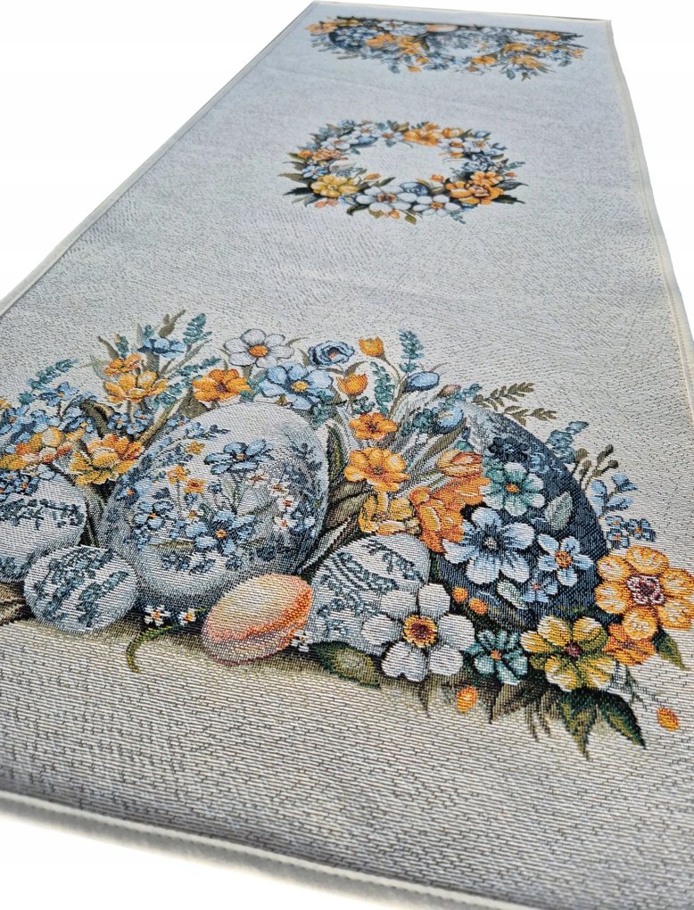 Húsvéti futópad 45x140 cm húsvéti tojásokkal gobelin bézs vastag anyag