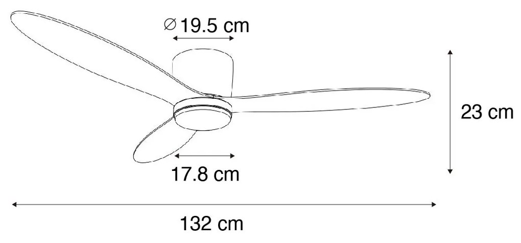 Mennyezeti ventilátor fehér 132 cm LED-del, fényerőszabályzóval és távirányítóval - Sofio